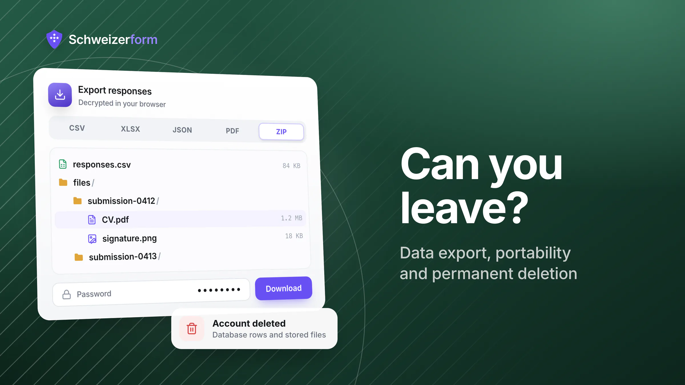 Can You Leave? Data Export, Portability and Permanent Deletion
