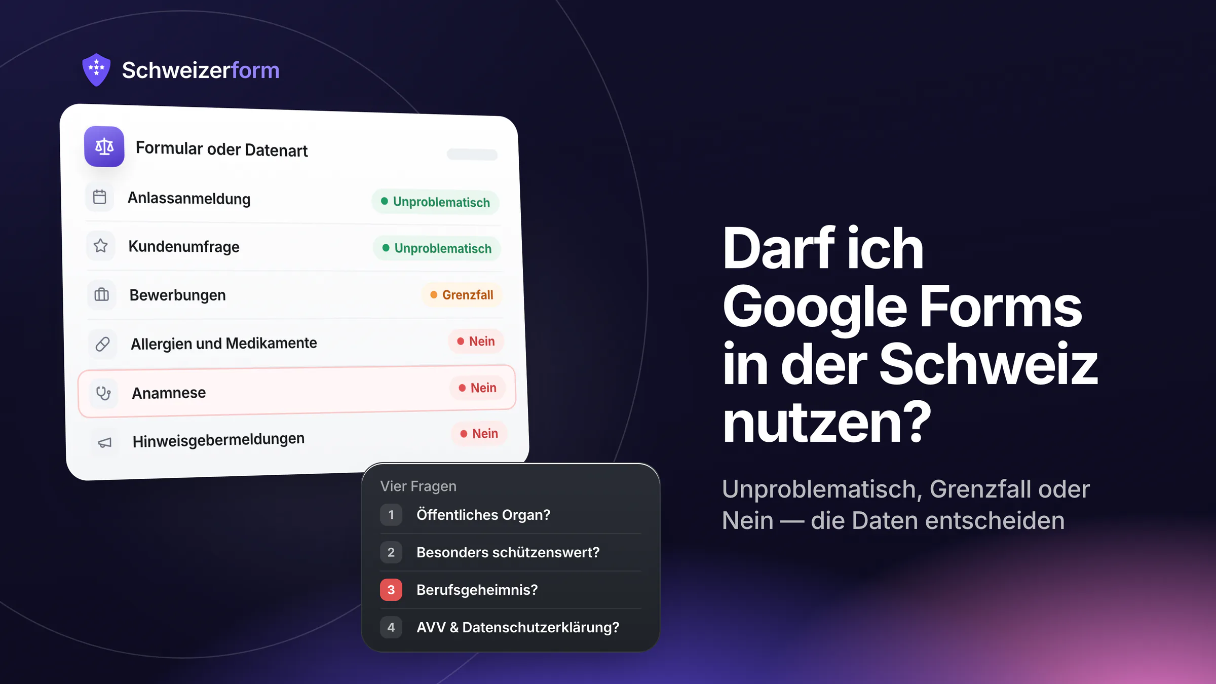 Darf ich Google Forms in der Schweiz nutzen?