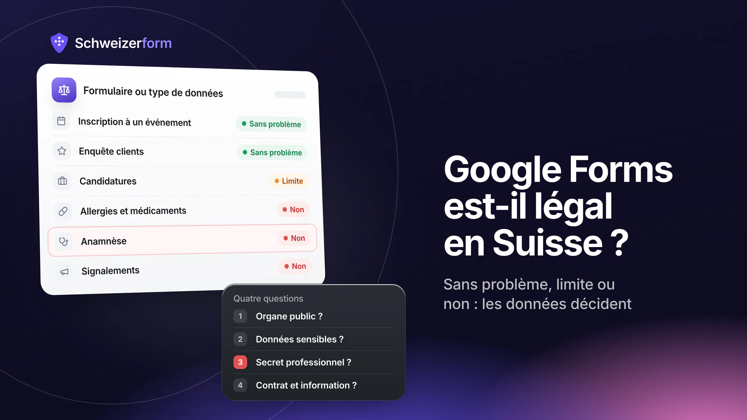 Google Forms est-il légal en Suisse ?