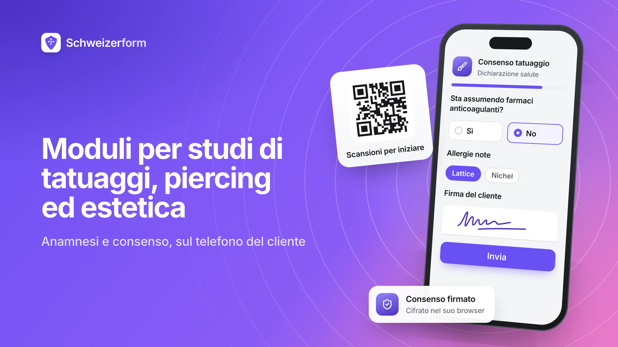 Moduli per studi di tatuaggi, piercing ed estetica