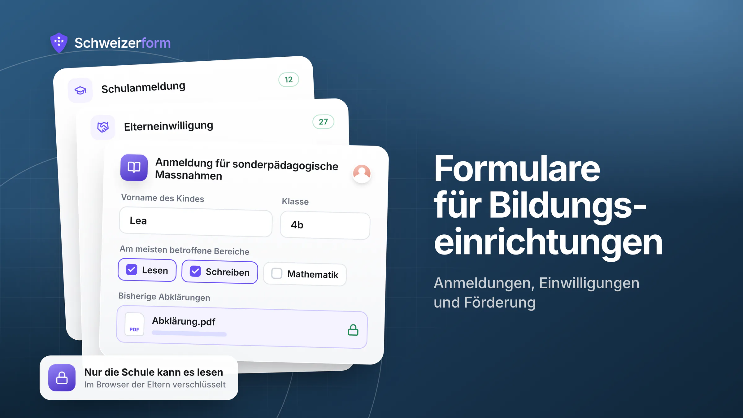 Formulare für Bildungseinrichtungen
