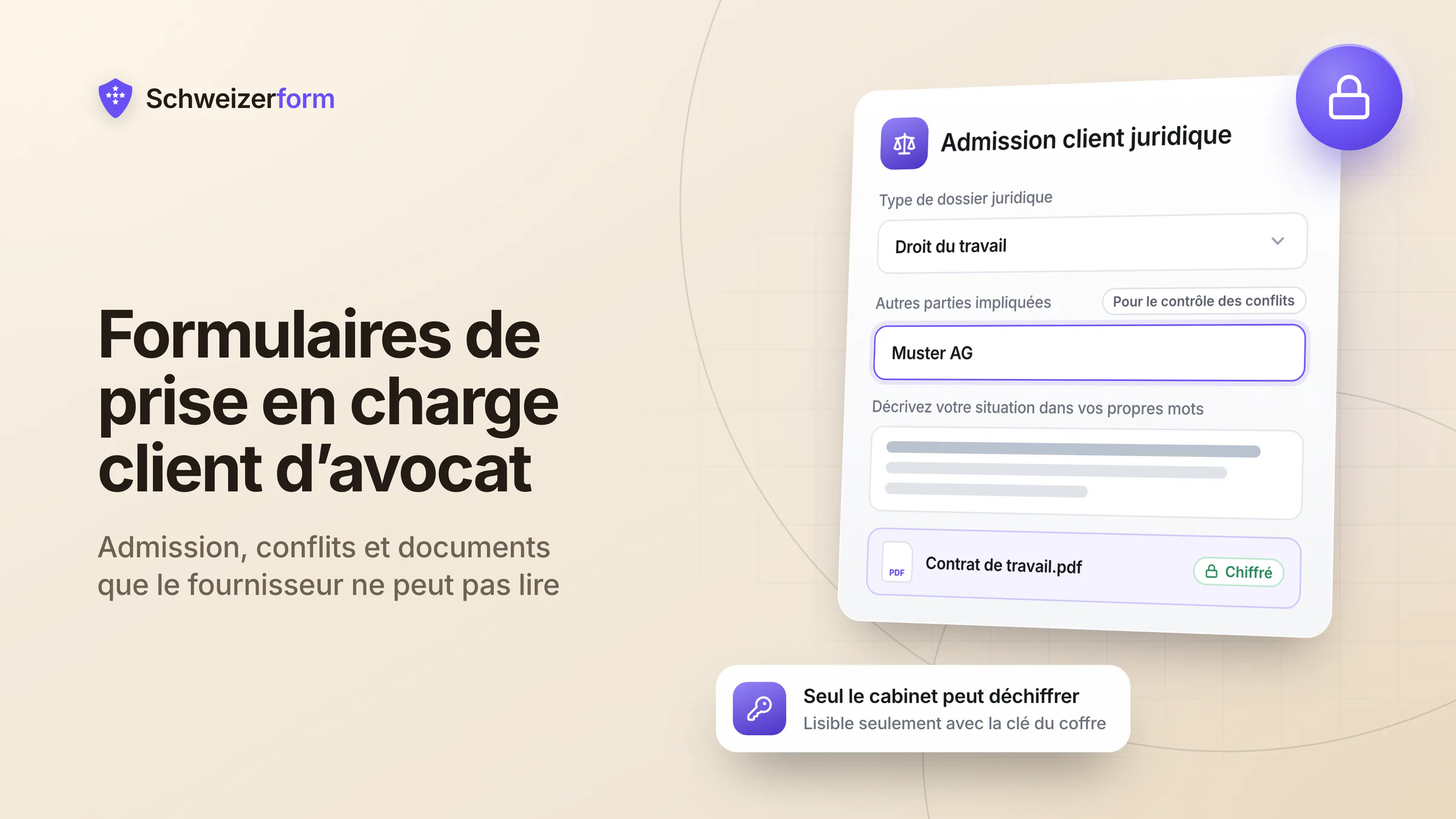 Formulaires de prise en charge client d'avocat