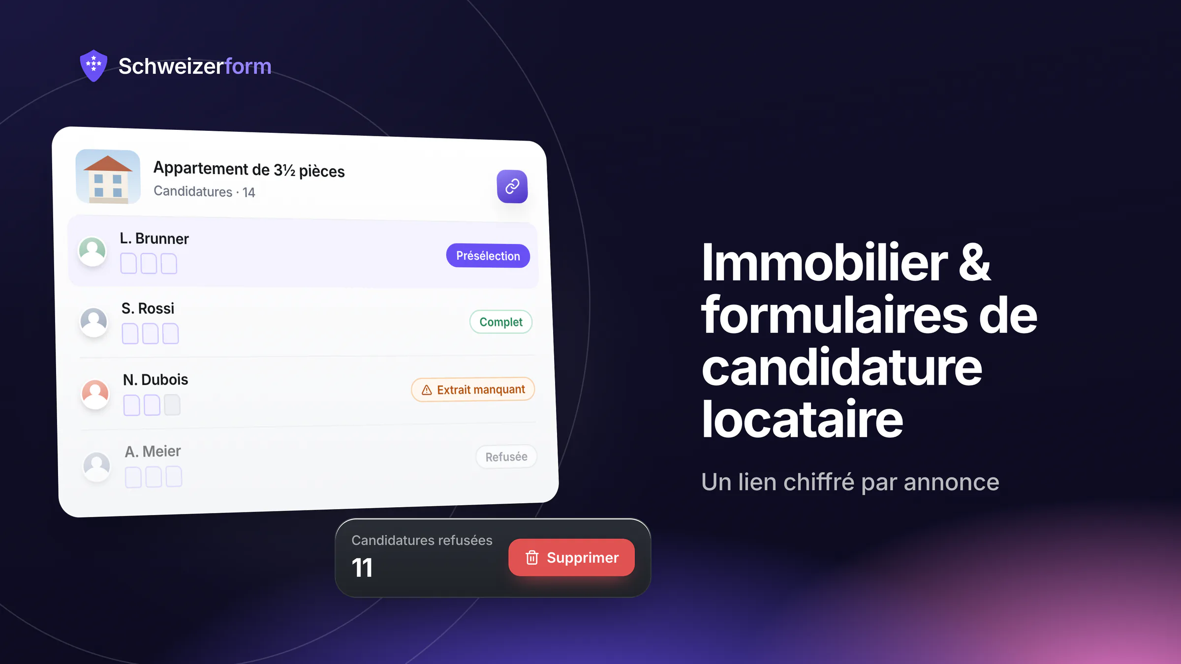 Immobilier & formulaires de candidature locataire