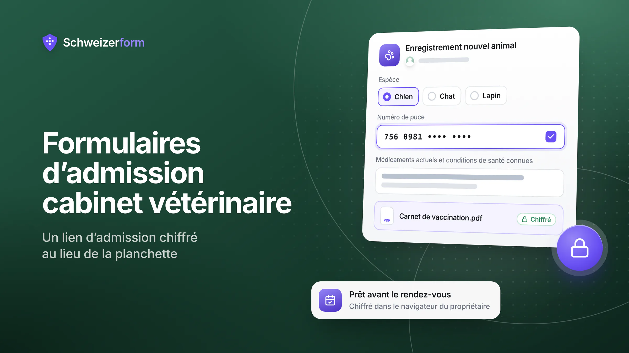 Formulaires d'admission cabinet vétérinaire