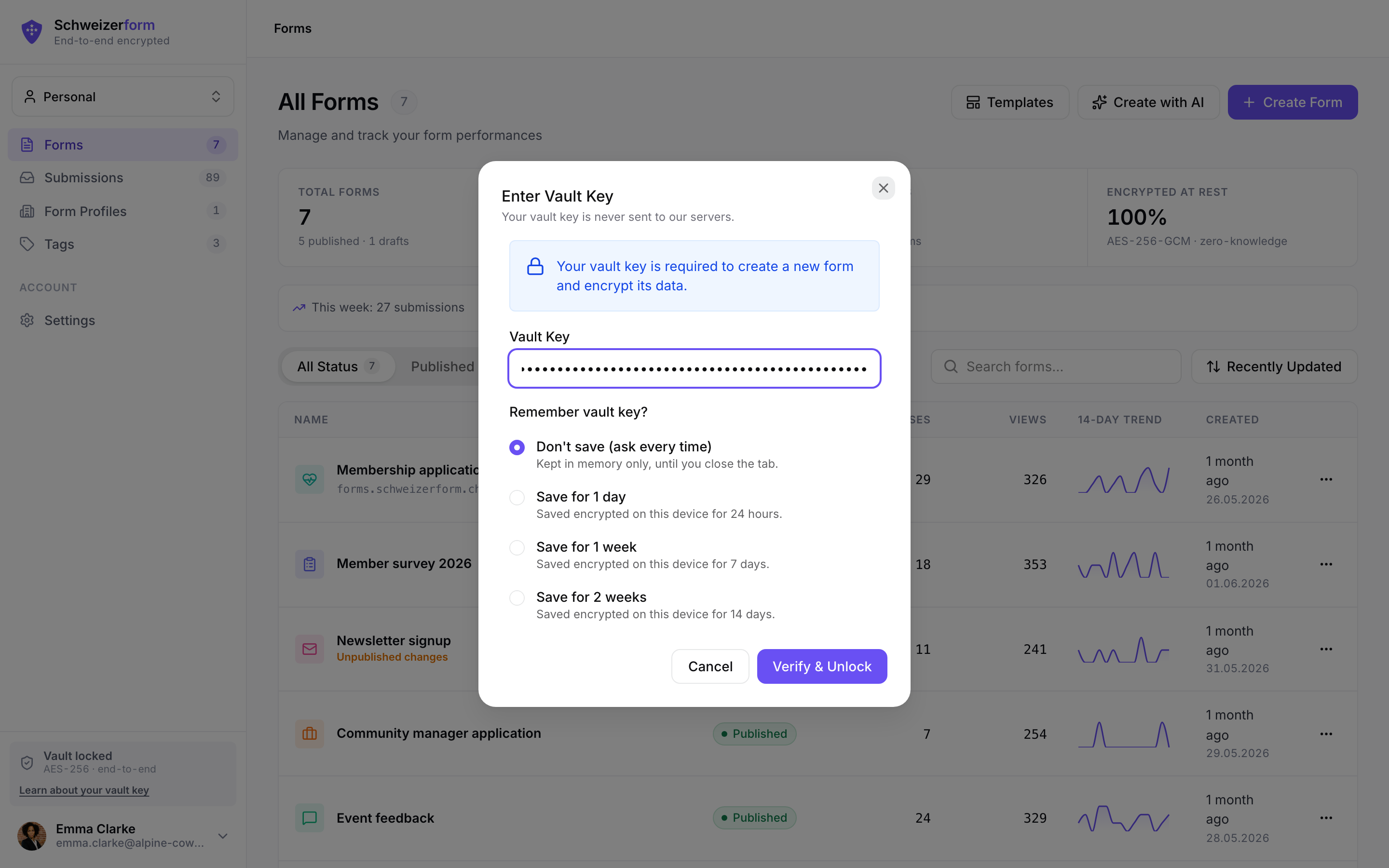 AI form creator modal