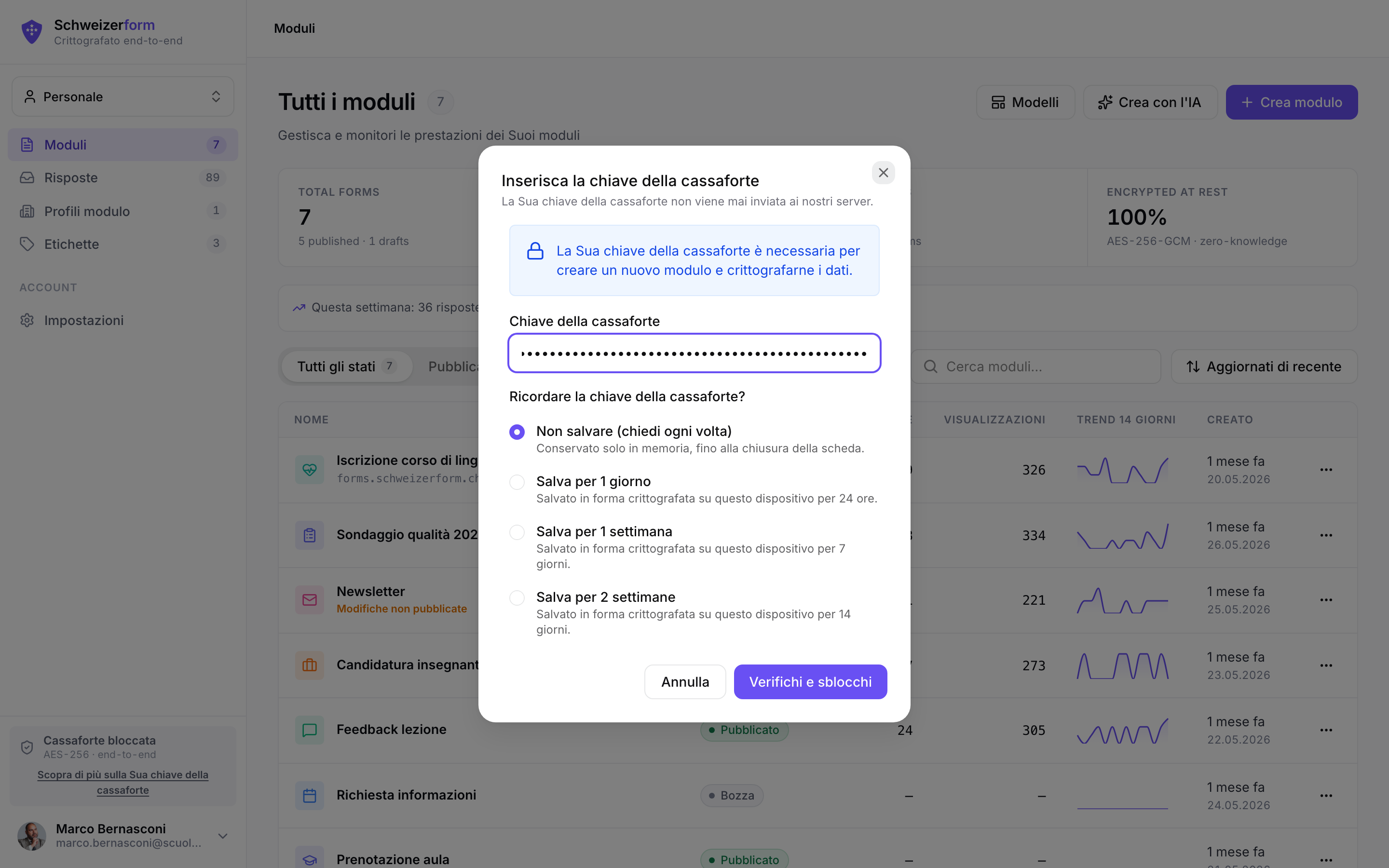 Finestra del creatore di moduli con IA